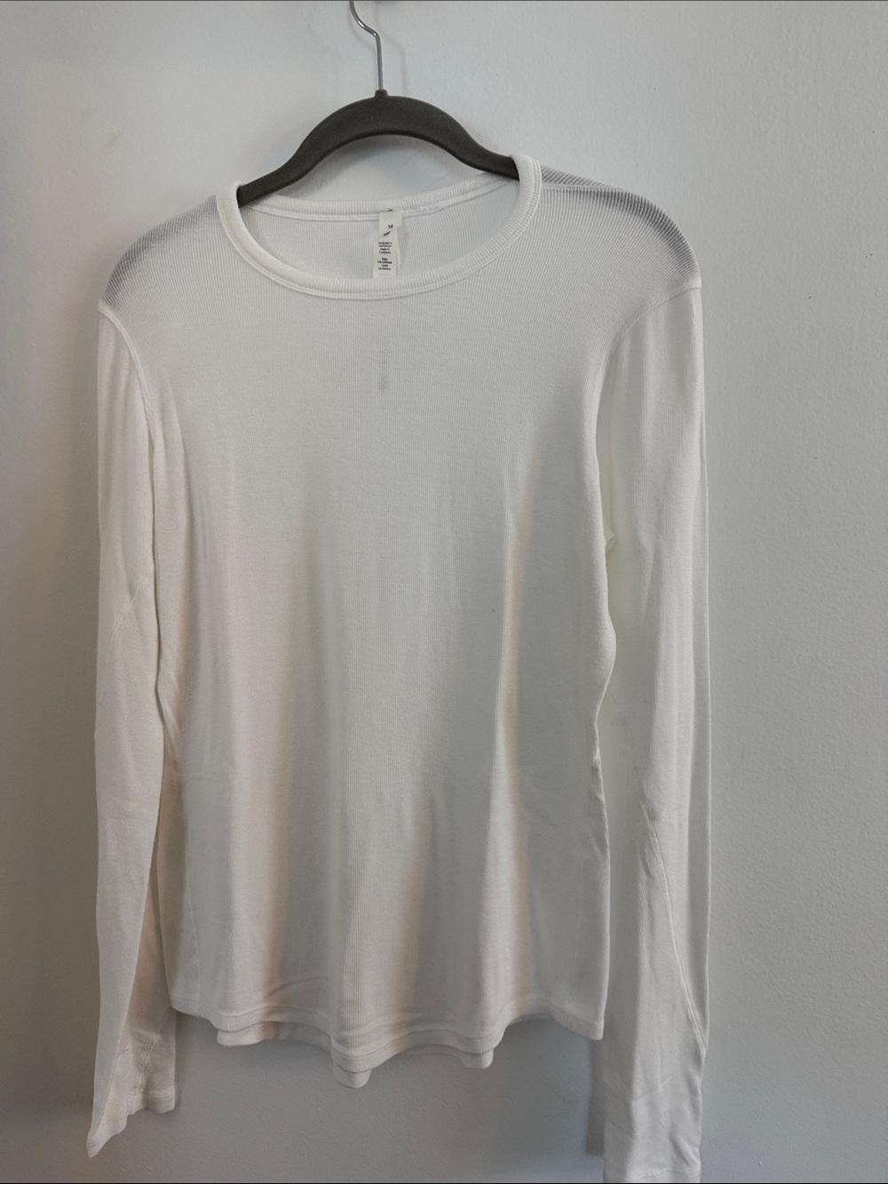 lululemon athletica White Ribbed Crewneck Top